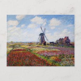 Monet Field of Tulips mit Windmühle Postkarte
