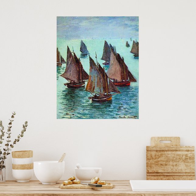 Monet - Fischerboote, ruhiges Meer, Poster (Küche)