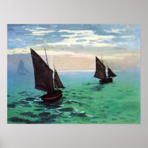 Monet Fishing Boats at Sea Poster