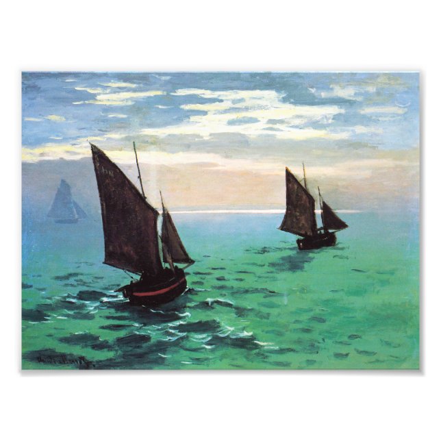 Monet Fishing Boote auf See Print Fotodruck (Vorne)