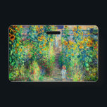 Monet Flower Garden Ausweis<br><div class="desc">Abzeichen mit Claude Monets Ölgemälde Der Künstlergarten in Vétheuil (1880). Sonnenblumen und andere schöne blaue und rote Blume reihen sich in den Garten ein, wo die Kinder einen angenehmen Spaziergang machen. Ein großartiges Geschenk für Fans von Impressionismus und französischer Kunst.</div>