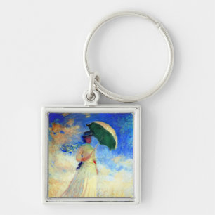 Monet Frau mit Sonnenschirm nach rechts Schlüsselanhänger