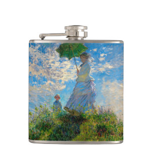 Monet Frau Sonnenschirm Impressionismus Flachmann