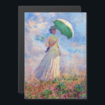 Monet - Frauenparasol rechts Magnetkarte<br><div class="desc">Studium einer Figur im Freien,  auch bekannt als Frau mit einem Parasol/Regenschirm rechts. Von Claude Monet im Jahre 1886.</div>