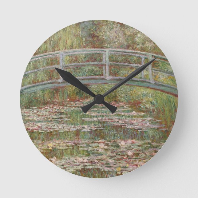 Monet French Japanese Bridge Giverney Runde Wanduhr (Vorderseite)