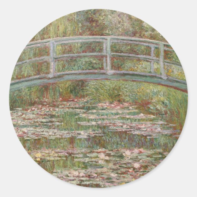 Monet French Japanese Bridge Giverney Runder Aufkleber (Vorderseite)
