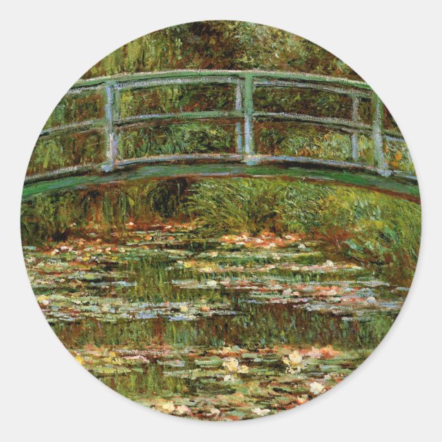 Monet French Japanese Bridge Giverney Runder Aufkleber (Vorderseite)