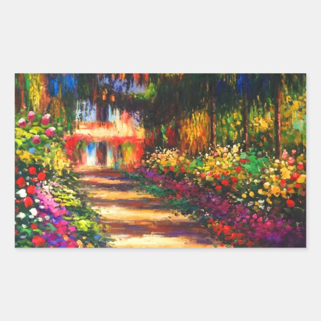 Monet Garden - Giverny Rechteckiger Aufkleber (Vorderseite)