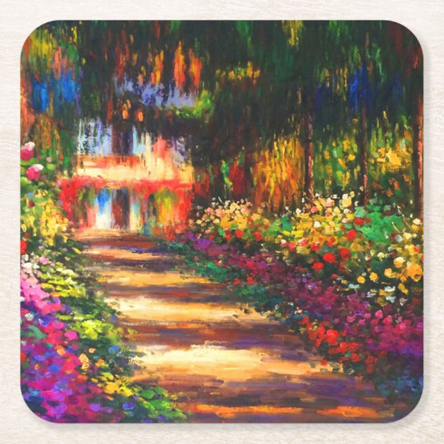 Monet Garden - Giverny Rechteckiger Pappuntersetzer (Vorderseite)
