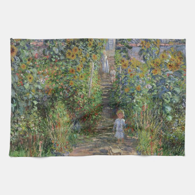 Monet Garden Vetheuil Impressionim Malerei Geschirrtuch (Horizontal)