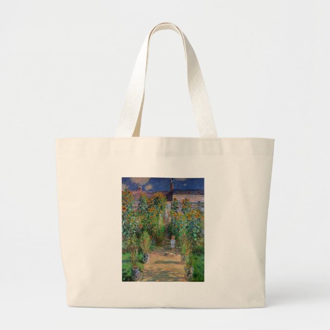 Monet Garden Vetheuil Impressionim Malerei Jumbo Stoffbeutel (Vorne)