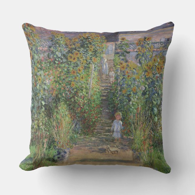 Monet Garden Vetheuil Impressionim Malerei Kissen (Vorderseite)