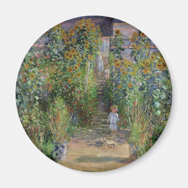 Monet Garden Vetheuil Impressionim Malerei Magnet (Vorne)