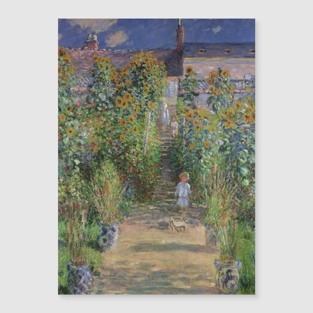 Monet Garden Vetheuil Impressionim Malerei Magnetkarte (Vorderseite)