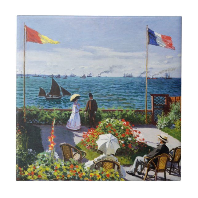 Monet Garten an Sainte Adresse Fliese (Vorderseite)