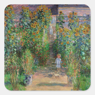 Monet Garten Vetheuil Impressionismus Malerei Quadratischer Aufkleber