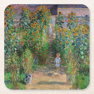 Monet Garten Vetheuil Impressionistisches Blumen G Rechteckiger Pappuntersetzer