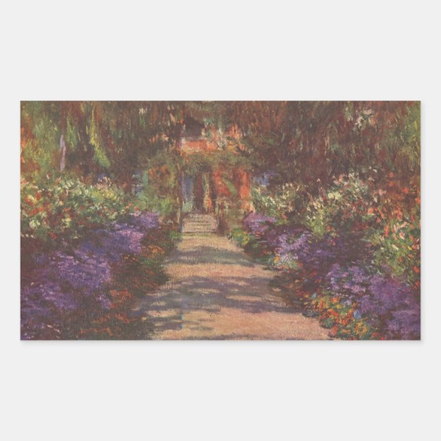 Monet: Gartenweg, Rechteckiger Aufkleber (Vorderseite)