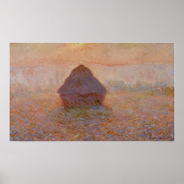 Monet - Grainstack Sun im Nebel Poster (Vorne)
