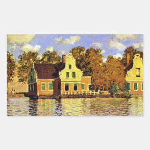 Monet - Häuser am Zaan-Fluss in Zaandam, Rechteckiger Aufkleber