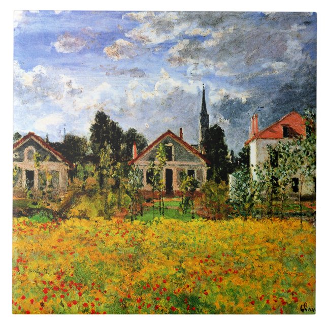 Monet - Häuser in Argenteuil, berühmte Kunstwerke Fliese (Vorderseite)
