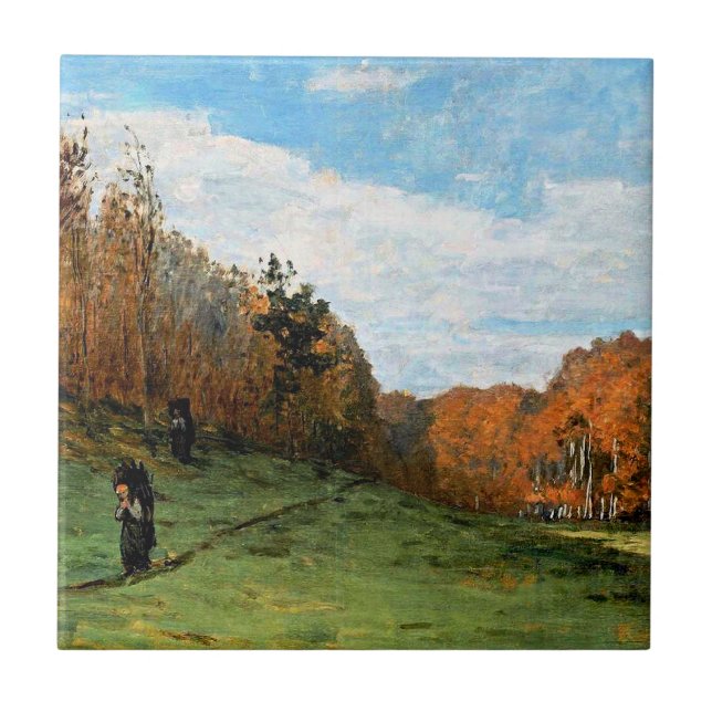 Monet, Holzhändler im Fontainebleau-Wald, Fliese (Vorderseite)