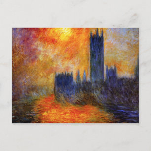 Monet Houses of Parliament und Sonnenuntergang Postkarte