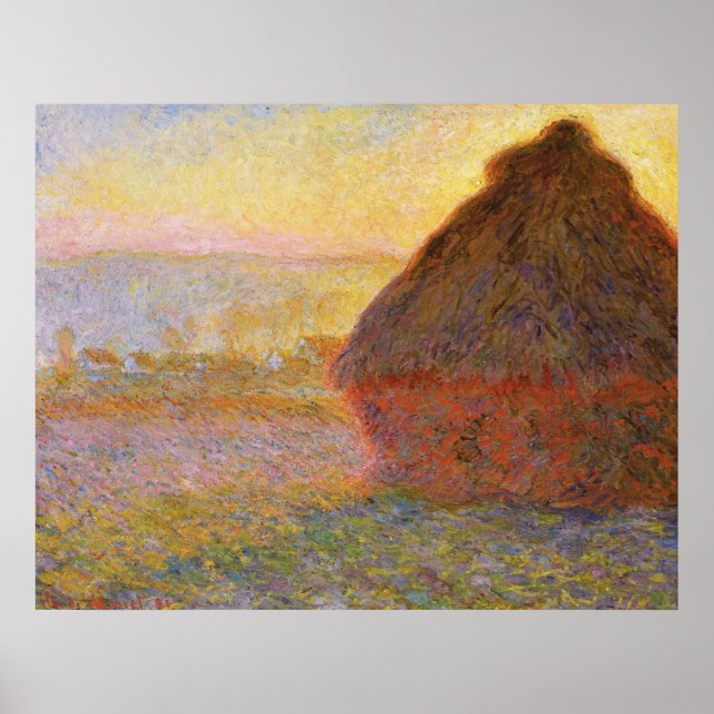 Monet - Hystacks at Sunset - Impressionist Poster (Vorne)