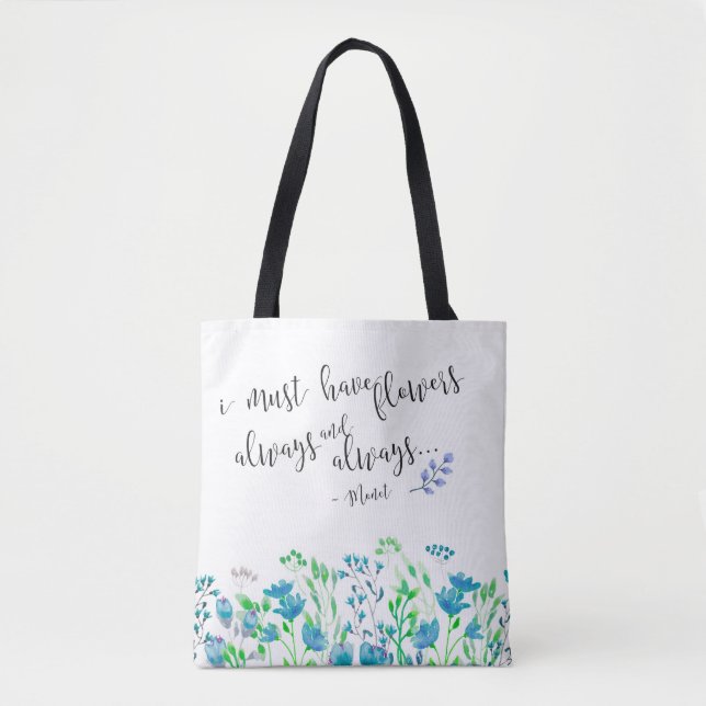 Monet I muss Blumen-immer blauen Garten haben Tasche (Vorderseite)