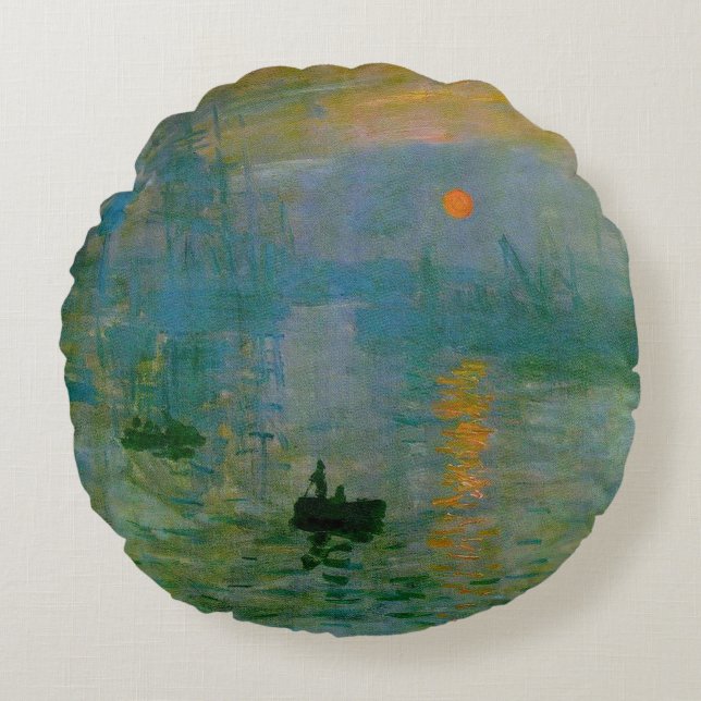 Monet Impression Sunrise Fine Art Art Rundes Kissen (Vorderseite)
