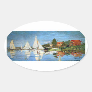 Monet Impressionismus-Boots-Aufkleber Ovaler Aufkleber