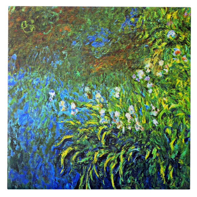 Monet - Iris am See Rose Pond Fliese (Vorderseite)