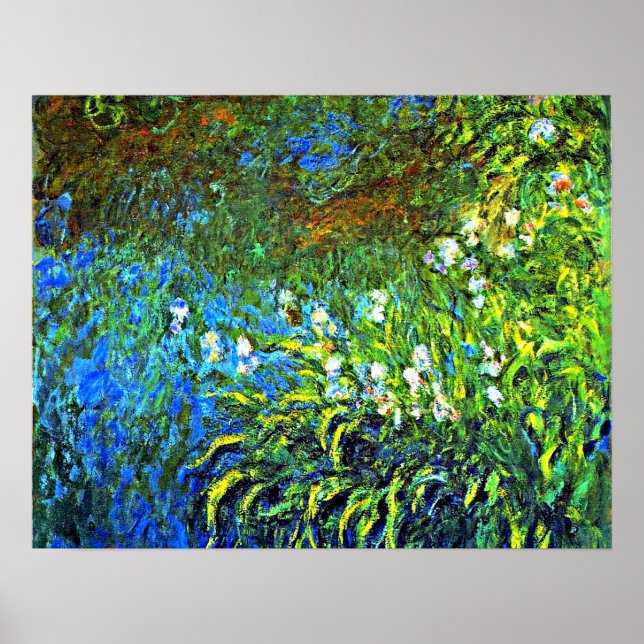 Monet - Iris am See Rose Pond Poster (Vorne)