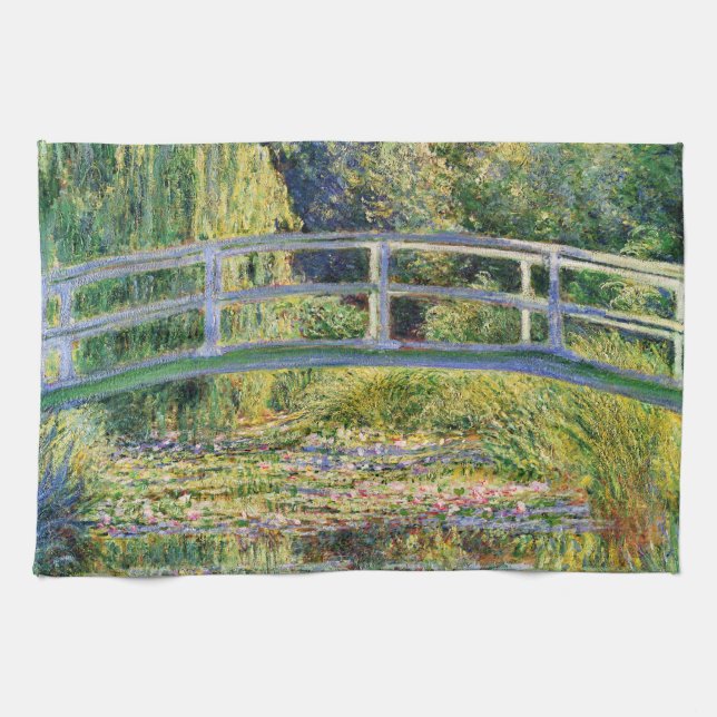Monet japanische Brücke mit Wasser-Lilien Geschirrtuch (Horizontal)