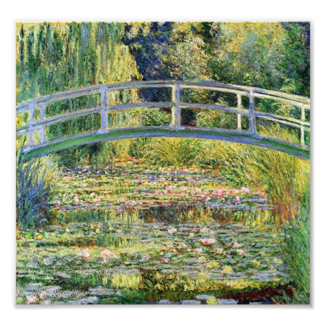 Monet japanische Brücke mit Water Lilies Print Fotodruck (Vorne)