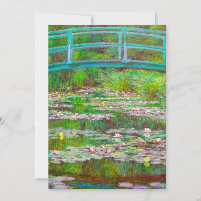 Monet japanische Brücke und Water Lilies Einladung (Vorderseite)