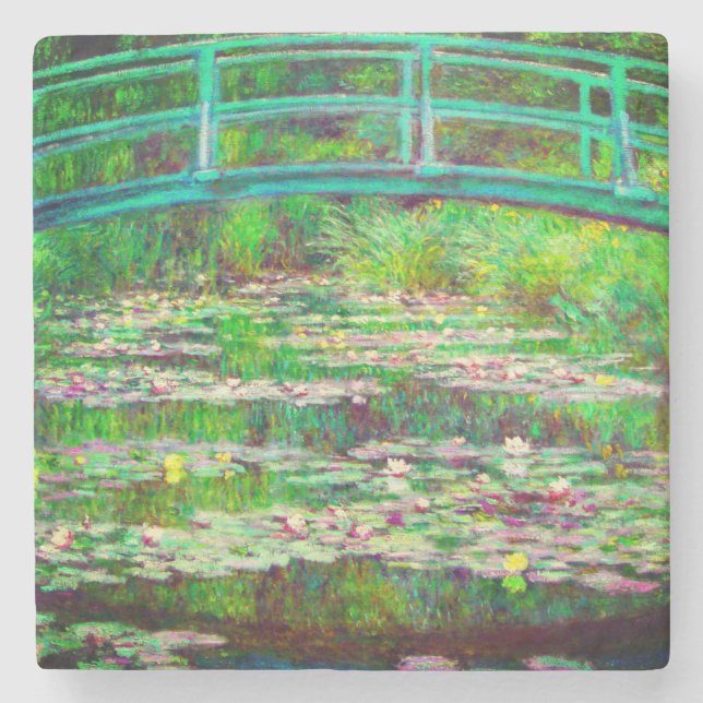 Monet japanische Brücke und Water Lilies Steinuntersetzer (Vorderseite)