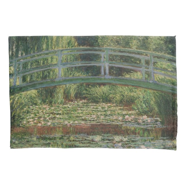 Monet japanische Fußbrücke und Water Lily Pool Kissenbezug (Vorderseite)