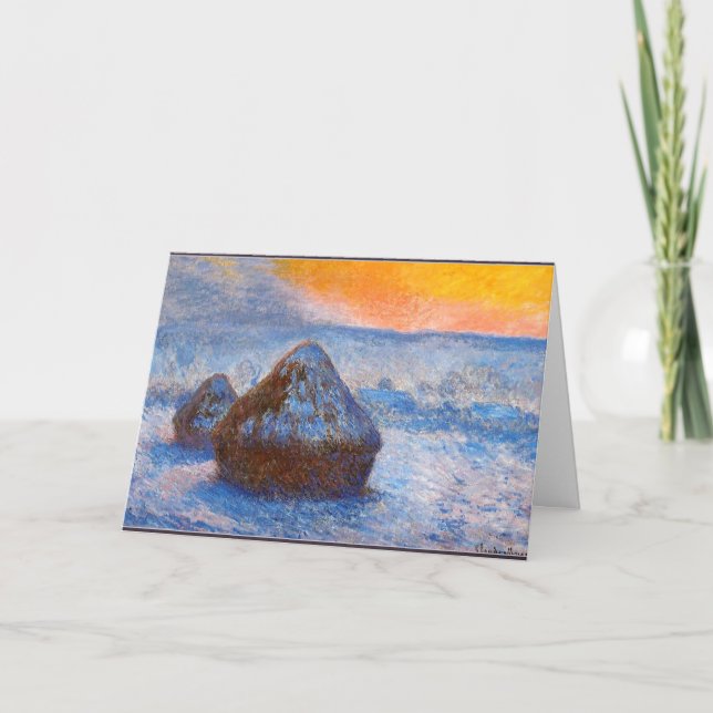 Monet - Körner bei Sonnenuntergang, Schneeeffekt Karte (Vorderseite)