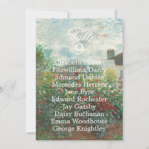 Monet-Kunst-Blumen-Hochzeit-Tischnummer-Sitzkarte