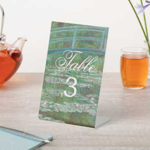 Monet-Kunstgemälde Florale Hochzeitstisch-Nummer Sockelschild