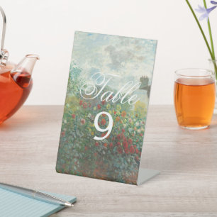 Monet-Kunstgemälde Florale Hochzeitstisch-Nummer Sockelschild