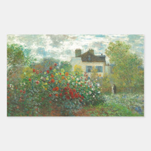 Monet Künstlergarten in Argenteuil Malerei Rechteckiger Aufkleber