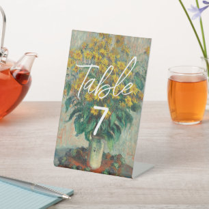 Monet-Kunstmalerei Florale Party-Tischnummer Sockelschild