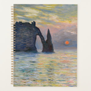 Monet - Le Manneport, Falaise à Etretat, coucher d