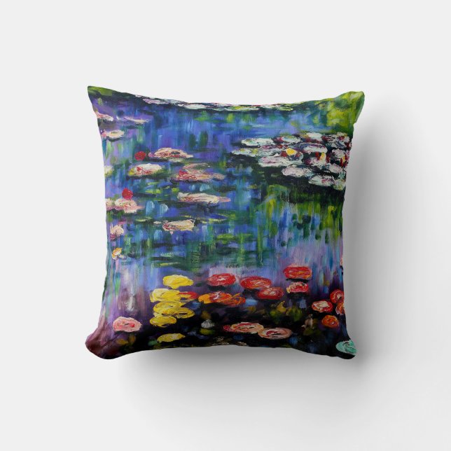 Monet lila Wasser-Lilien-Kissen Kissen (Vorderseite)