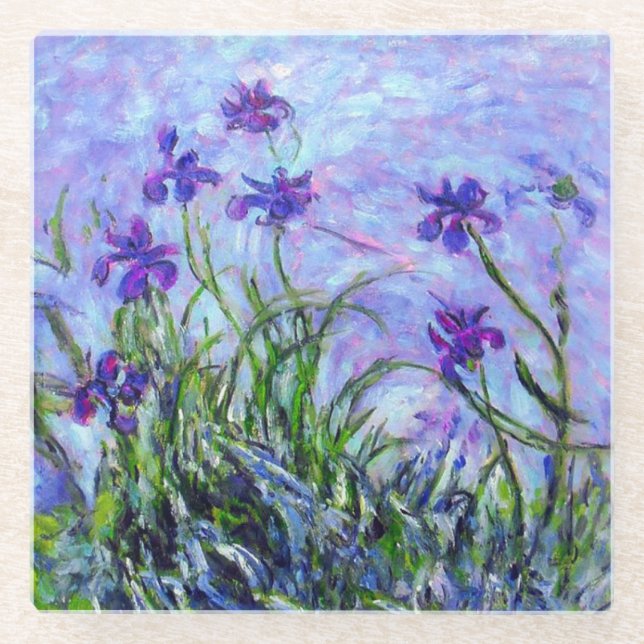 Monet Lilac Irises Glasuntersetzer (Vorderseite)