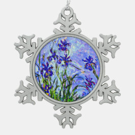 Monet - Lilac Irises, Schneeflocken Zinn-Ornament