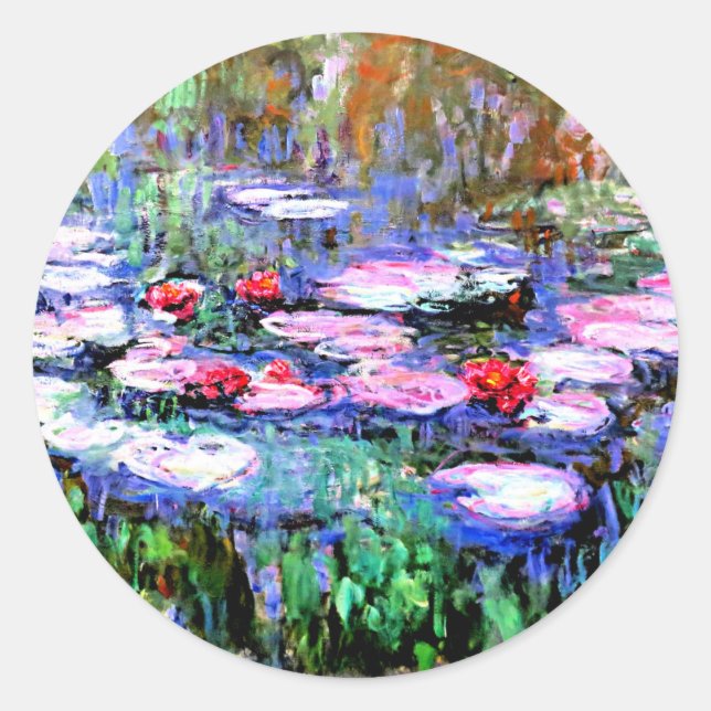 Monet - Los Nenufares (Wasserlilien) Runder Aufkleber (Vorderseite)