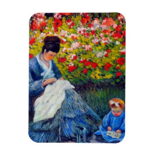Monet Mutter und Kind im Garten Magnet